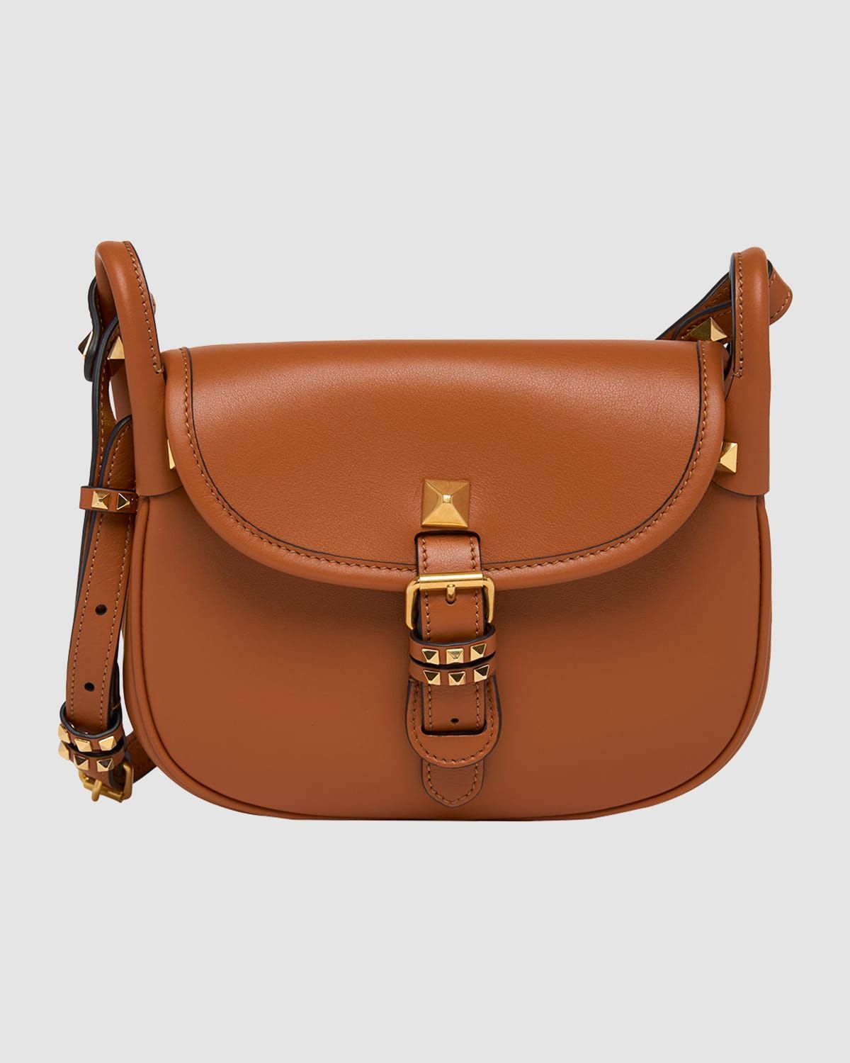 Small Rockstud Leather Saddle Crossbody Bag