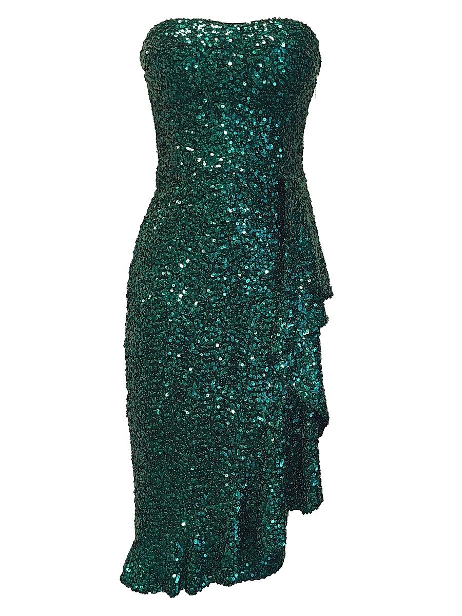 Women's Alexis Sequin Midi Dress - Deep Emerald - Size XXL