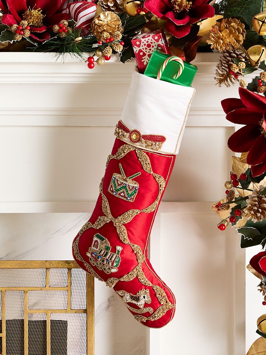 Kim Seybert Santa's Toy Chest Bow Trellis Stocking