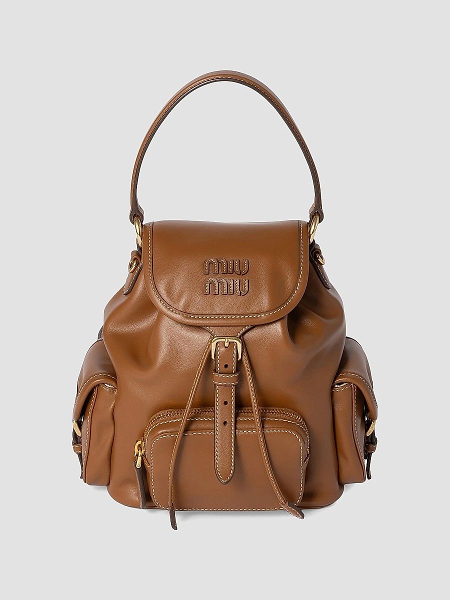Miu Miu Women's Leather Backpack - Brown