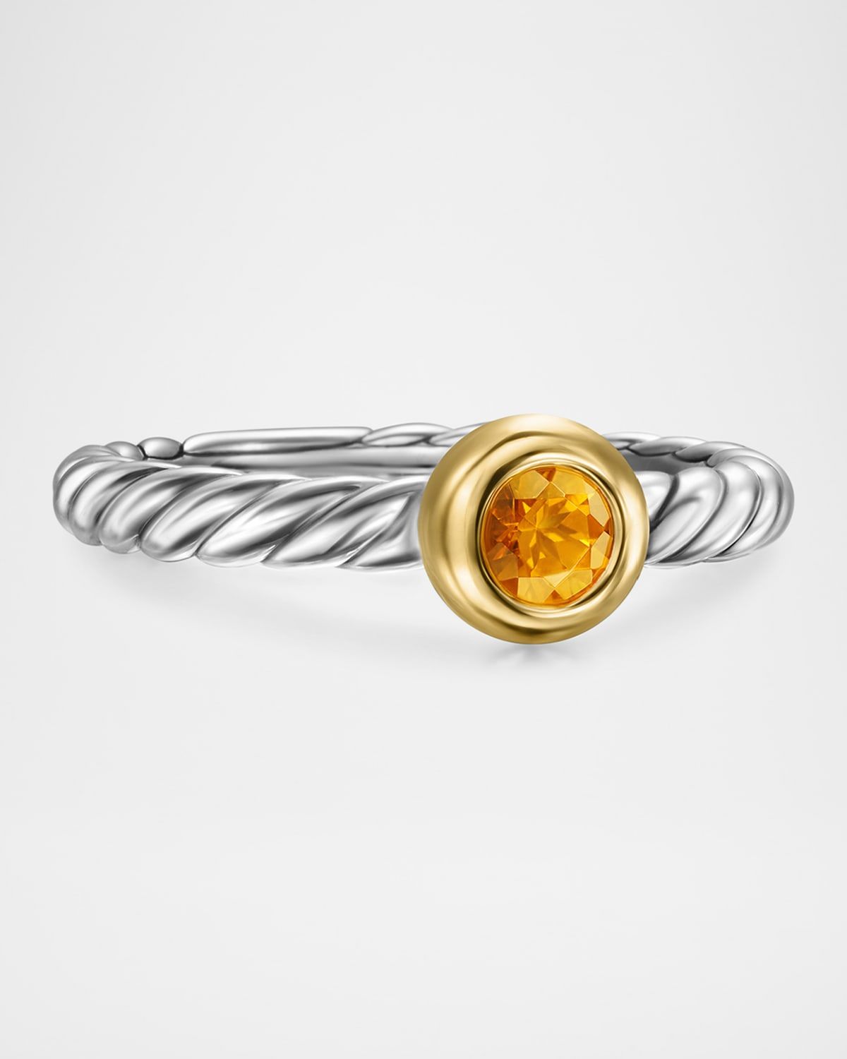 Cable Flex Ring with Gemstone in Silver and 14K Gold