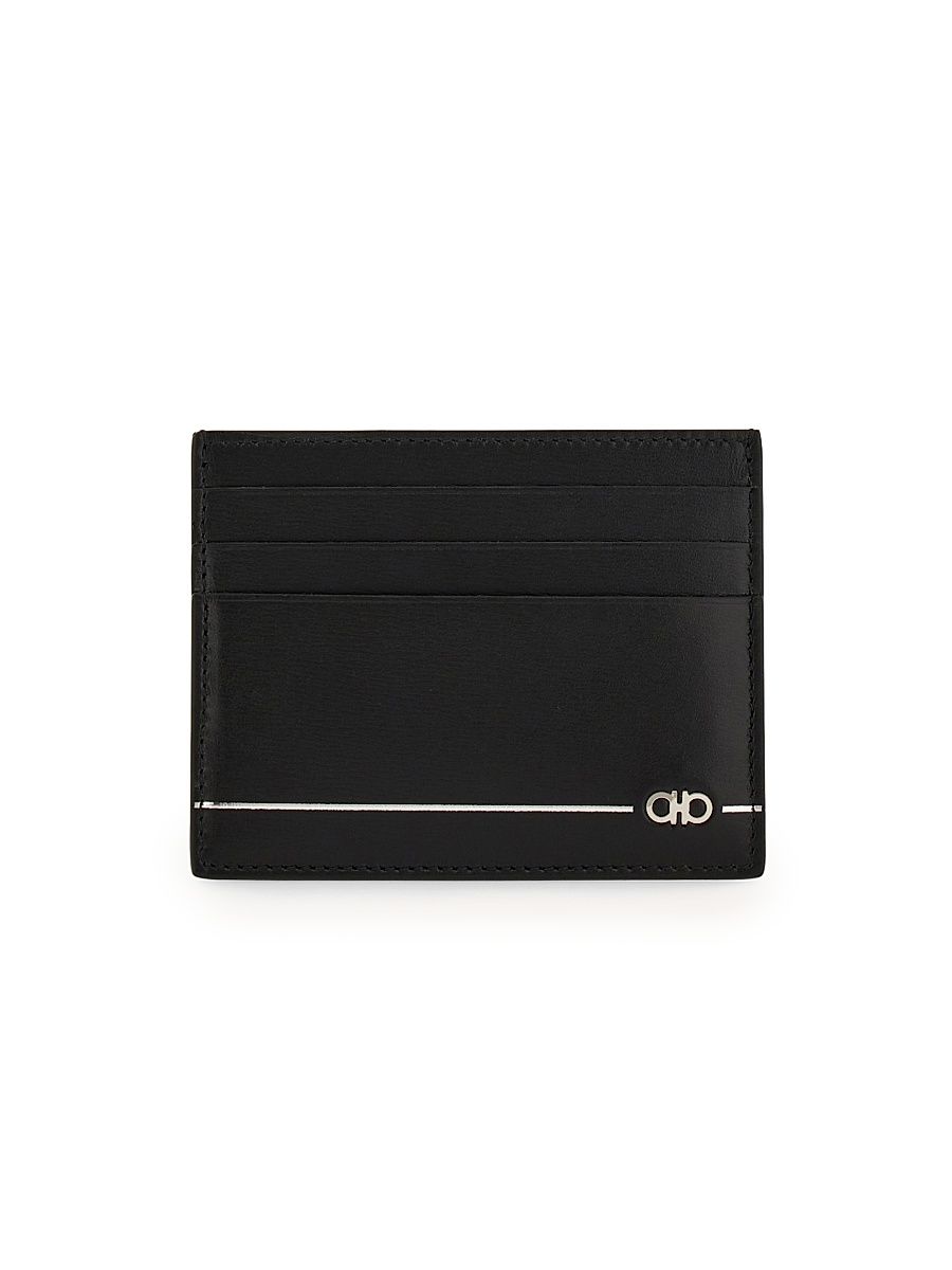 Men's Gancini Leather Card Holder - Nero