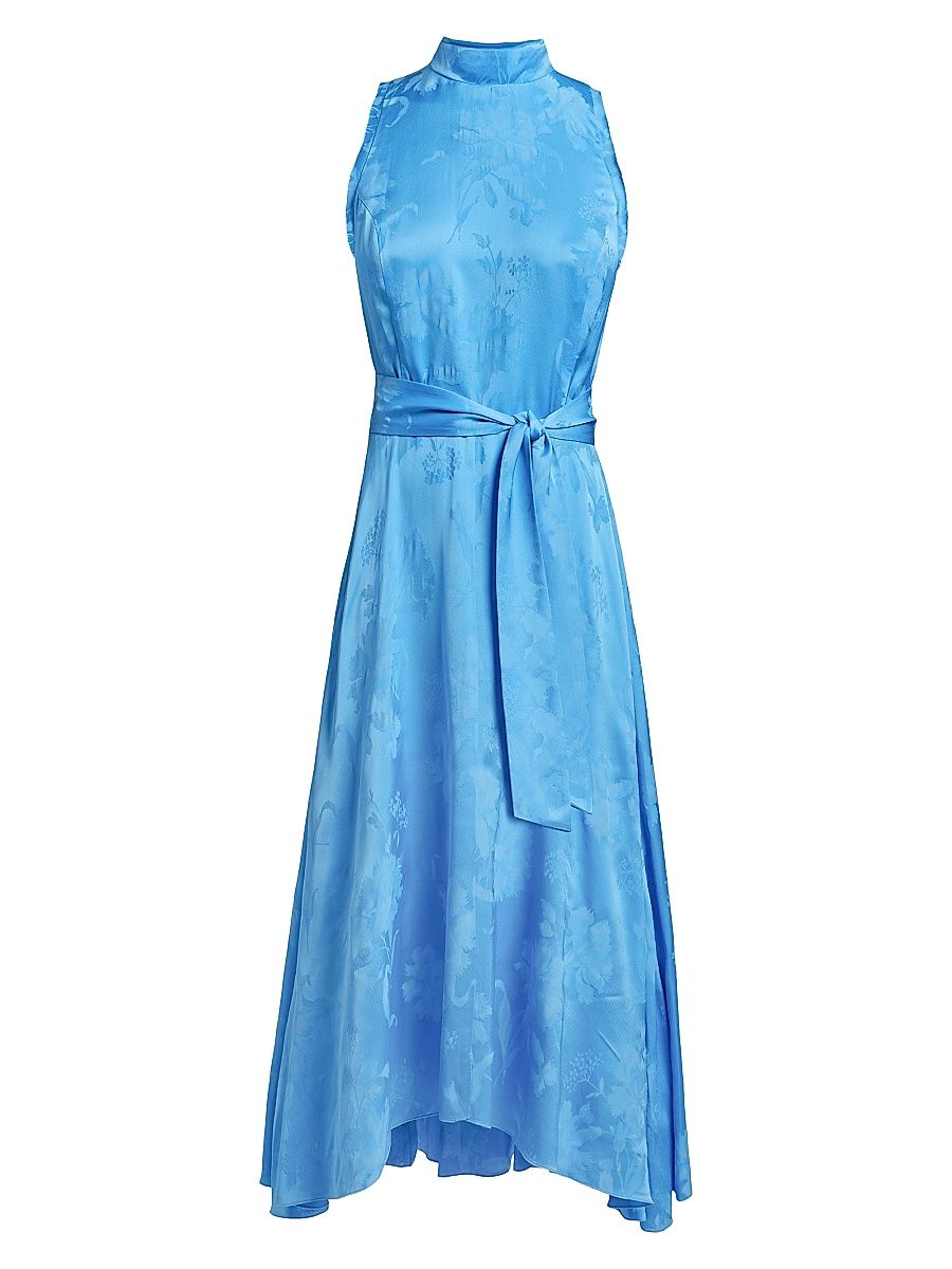 Women's Taylor Belted Jacquard Midi-Dress - Cornflower - Size 14