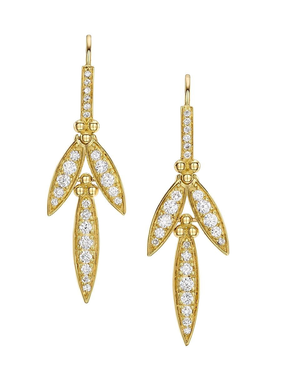 Women's Florence86 18K Yellow Gold & Diamond Vine Drop Earrings - Yellow Gold