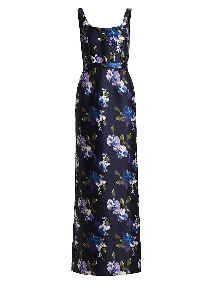 Women's Lana Floral Column Gown - Midnight Corsage - Size 6