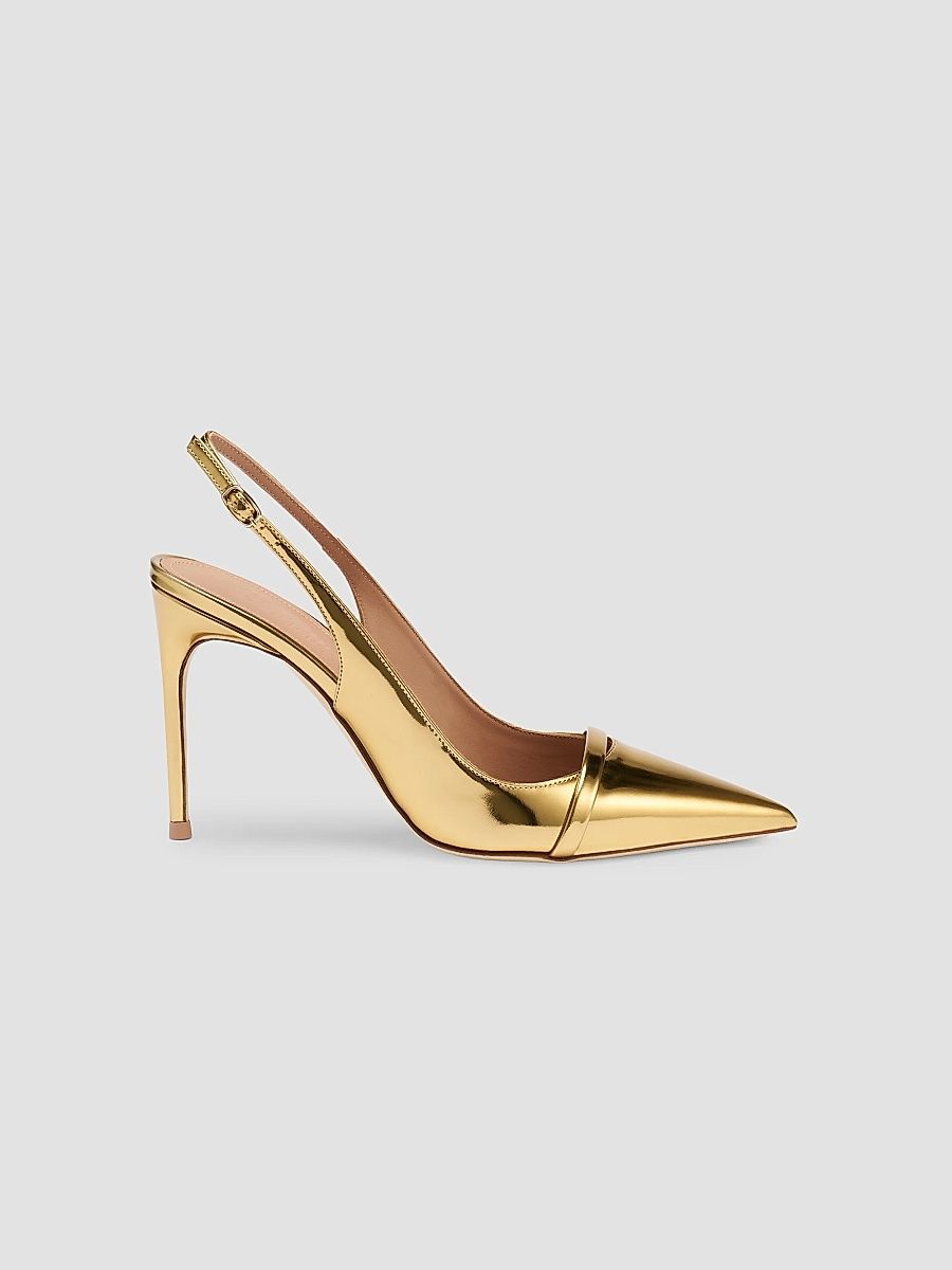 Malone Souliers Women's Schiffer 90MM Patent Leather Slingback Pumps - Antique Gold - Size 6.5