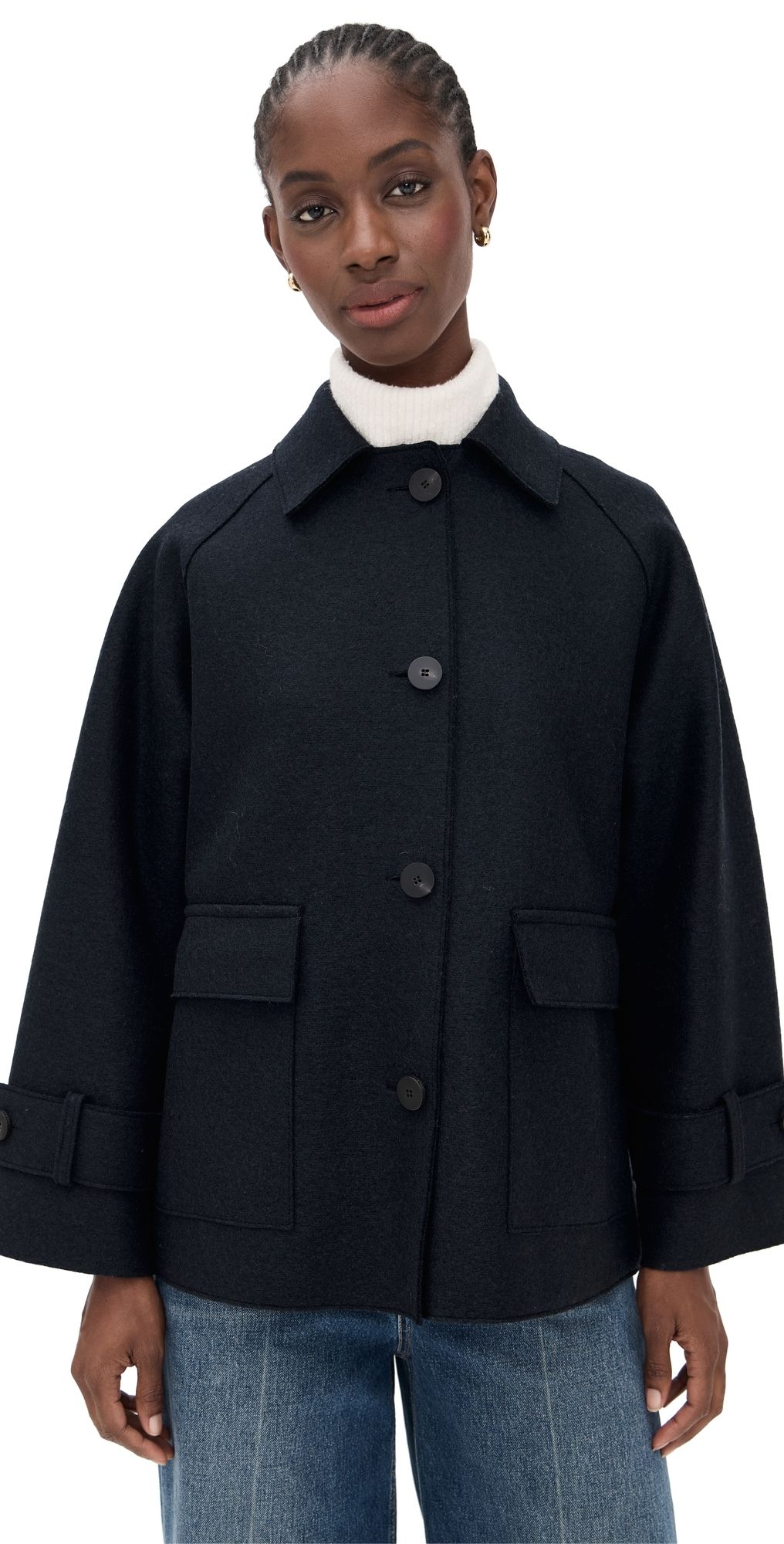 Harris Wharf London Raglan Jacket with Quilted Lining Dark Blue 48