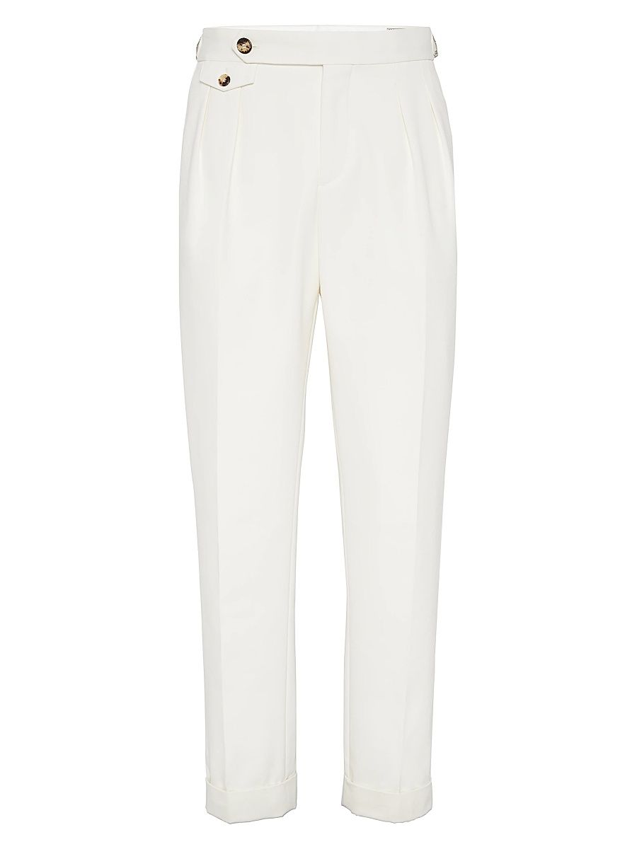 Men's Cotton and Virgin Wool Gabardine Tailor Fit Trousers - Panama - Size 44