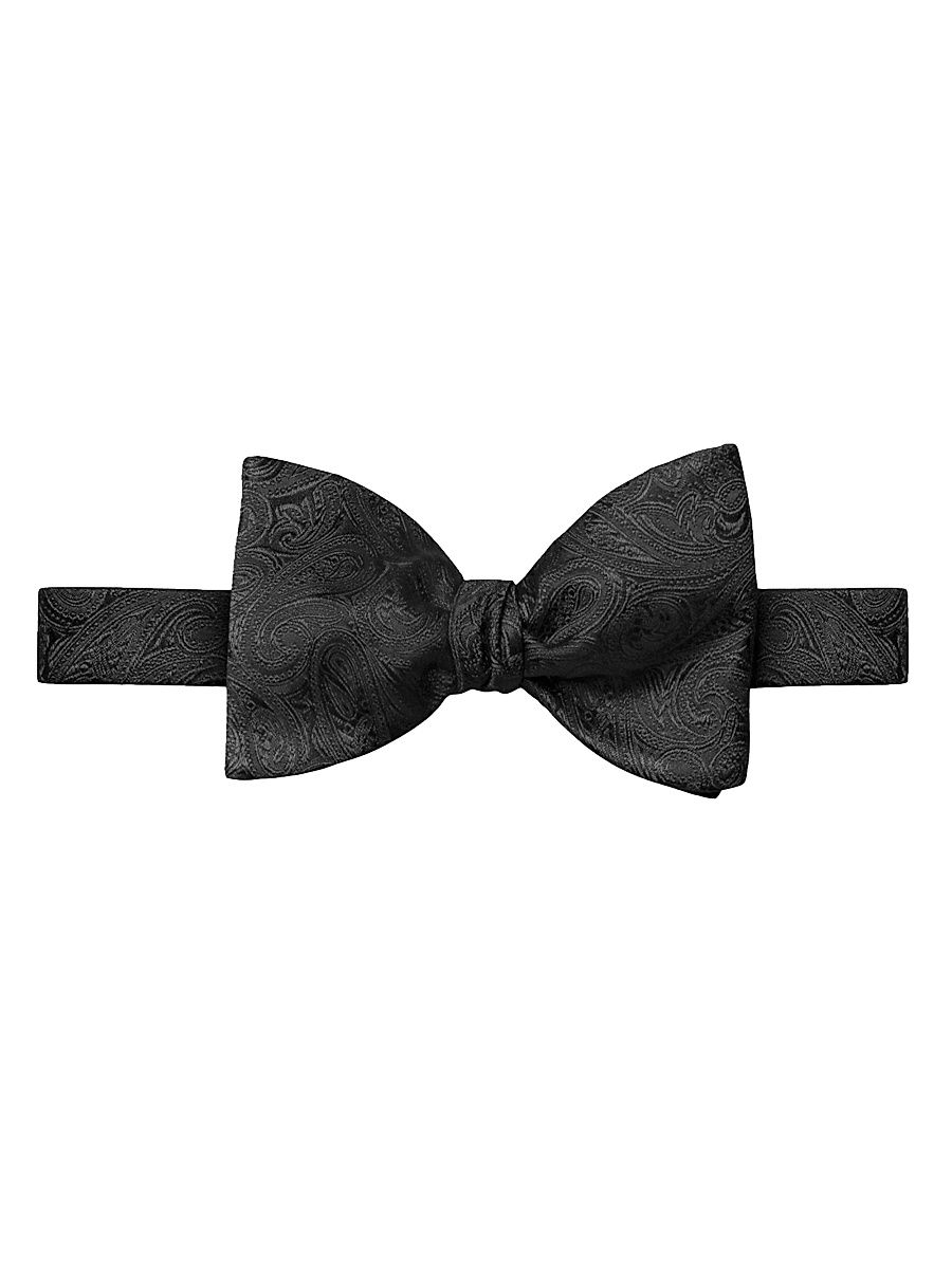 Men's Paisley Silk Bow Tie - Black
