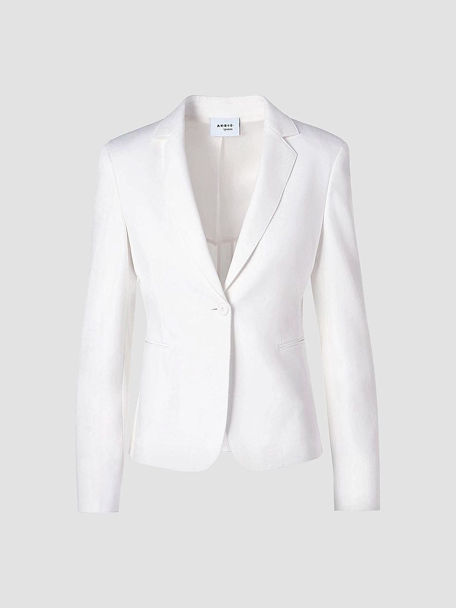 Akris punto Women's Jersey One-Button Blazer - Cream - Size 14
