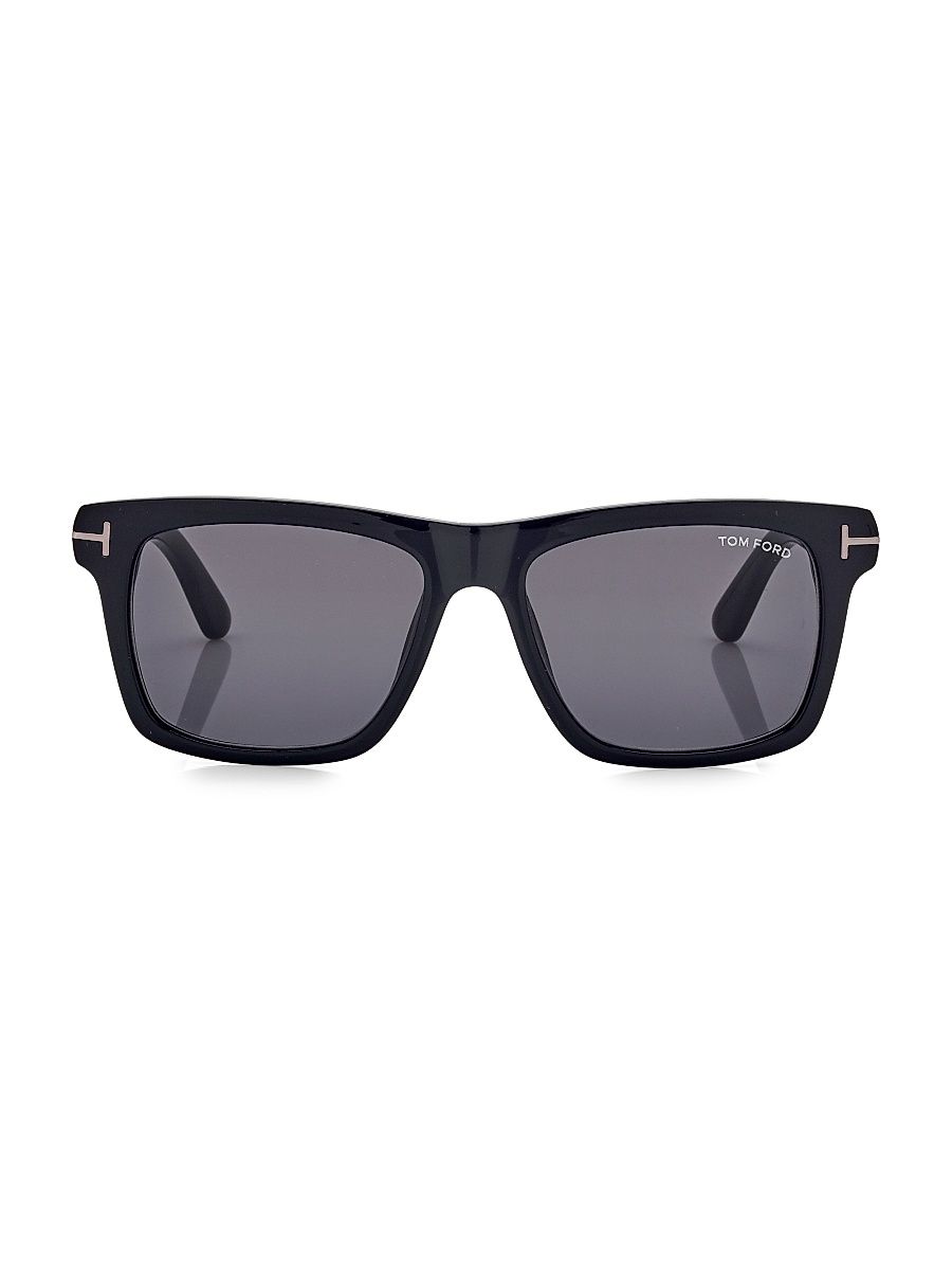 Men's Buckley-02 56MM Wayfarer Sunglasses - Shiny Black Smoke Lenses
