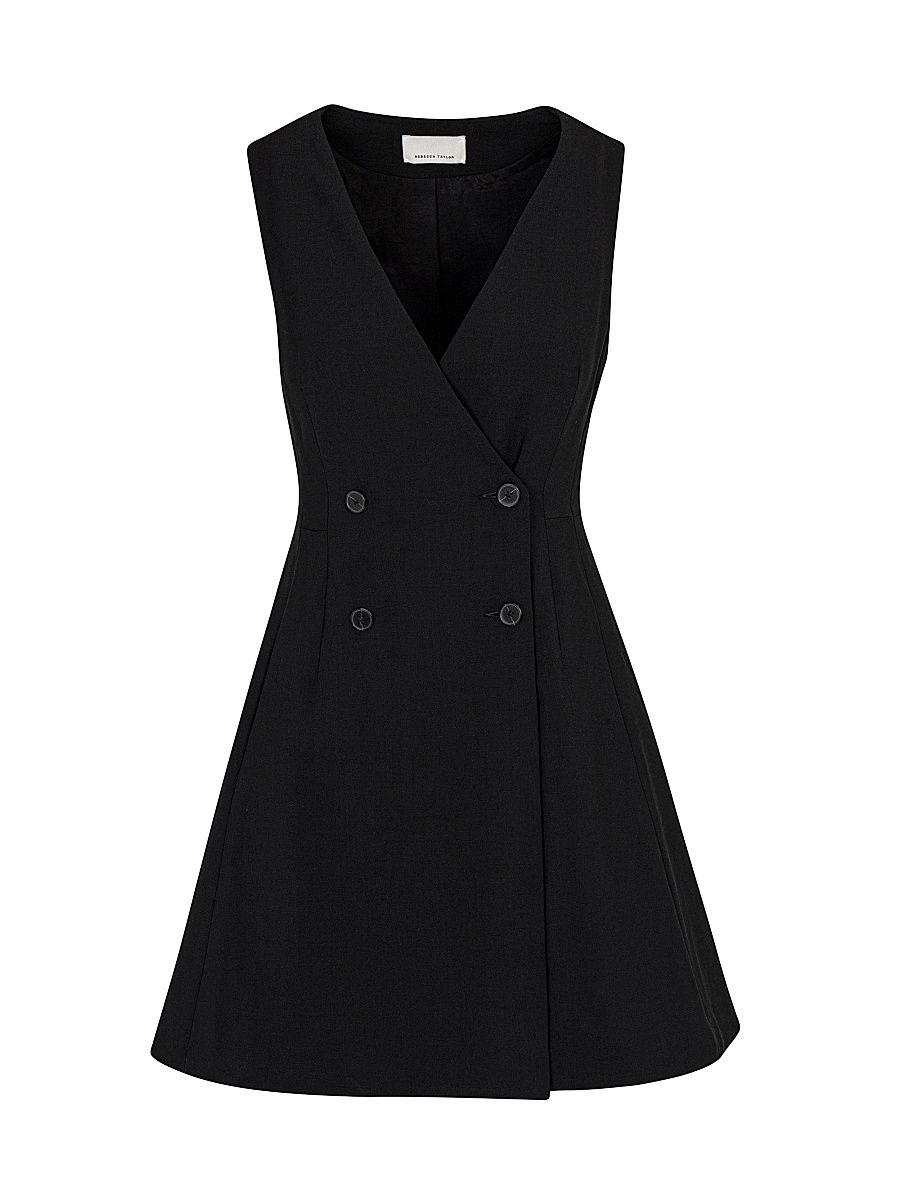 Women's Double-Breasted Minidress - Black - Size 4