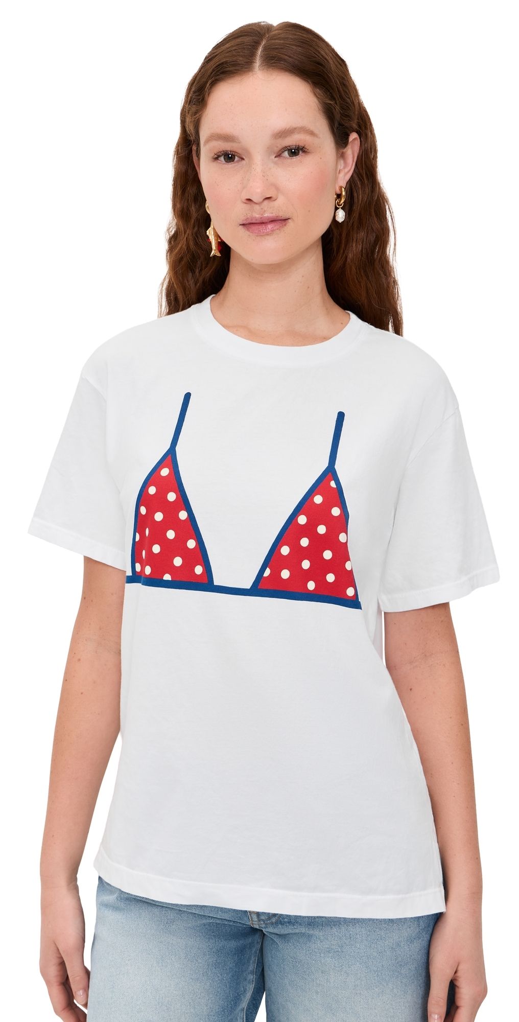 Sunny Somewhere Polka Dot Bikini Tee White S