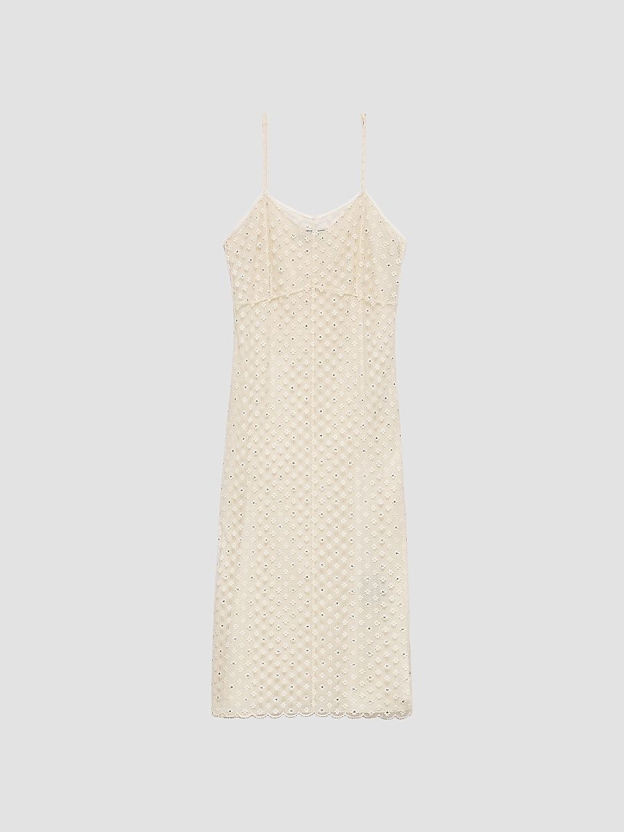 Women's Embroidered Lace Dress - Beige - Size 10