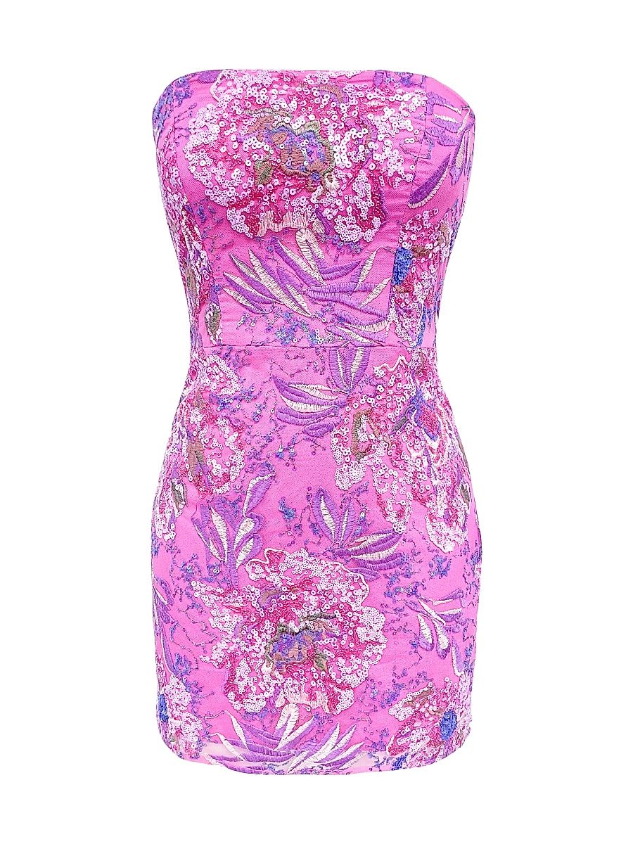 Women's Camilla Sequin-Embellished Strapless Minidress - Bright Fuchsia Multi - Size XXL