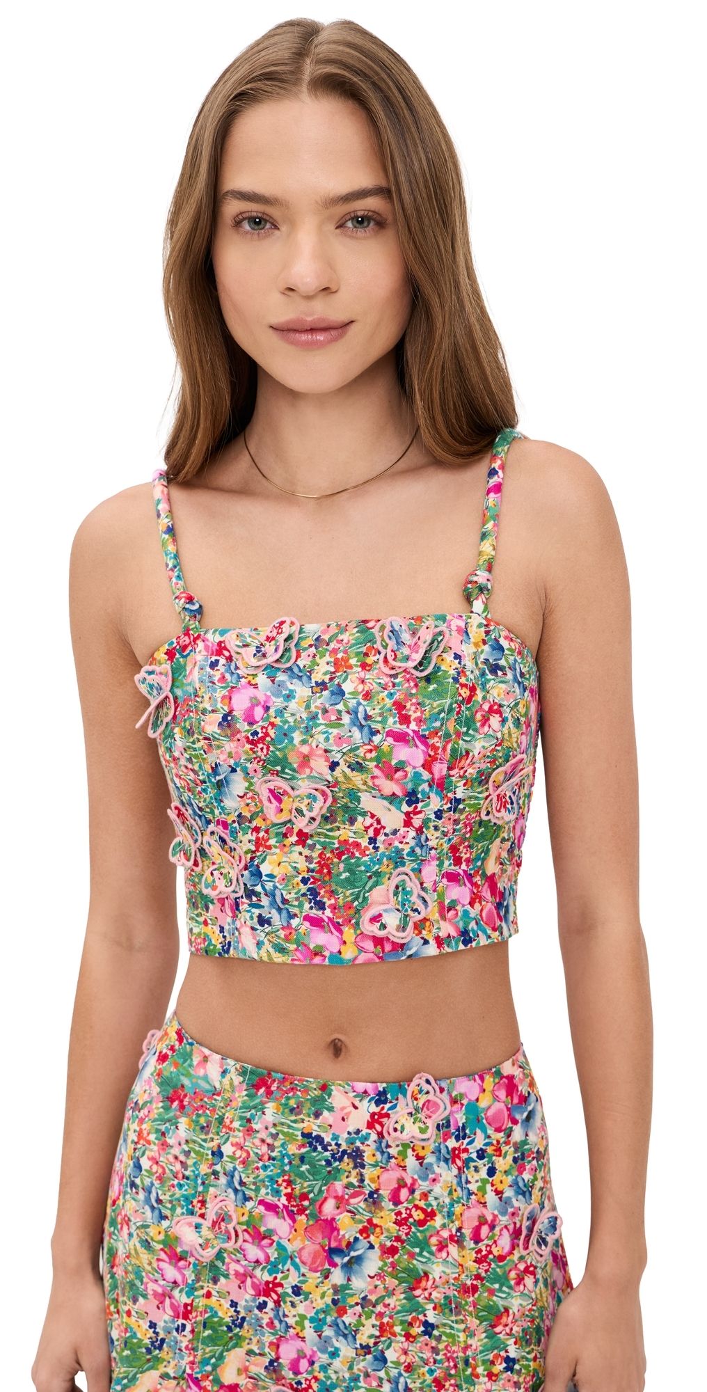FARM Rio Peasant Floral Butterfly Top Peasant Floral Off-White S