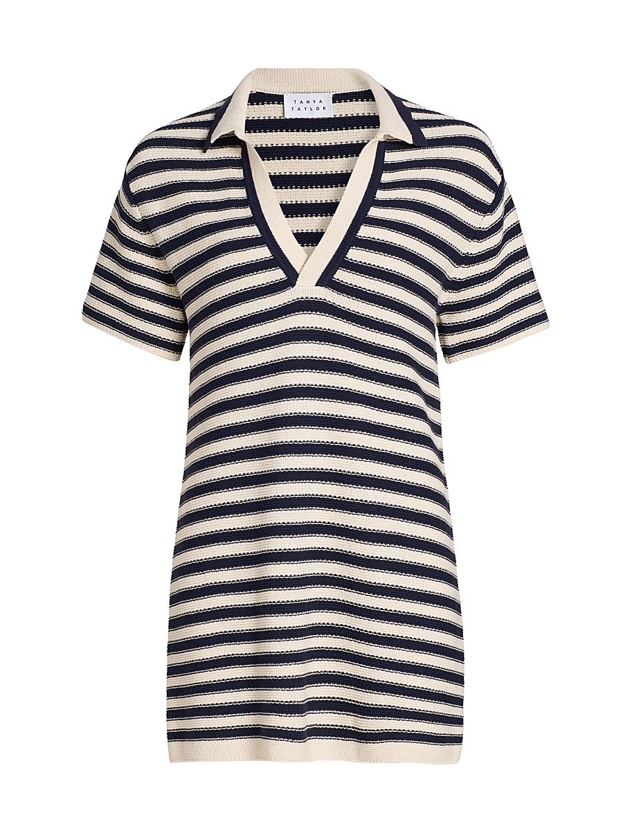 Women's Joni Stripe Polo Minidress - Cream Maritime Blue Multi - Size XS