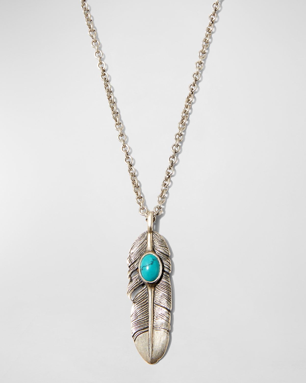 Men & apos;s Raven Turquoise Feather Pendant Necklace