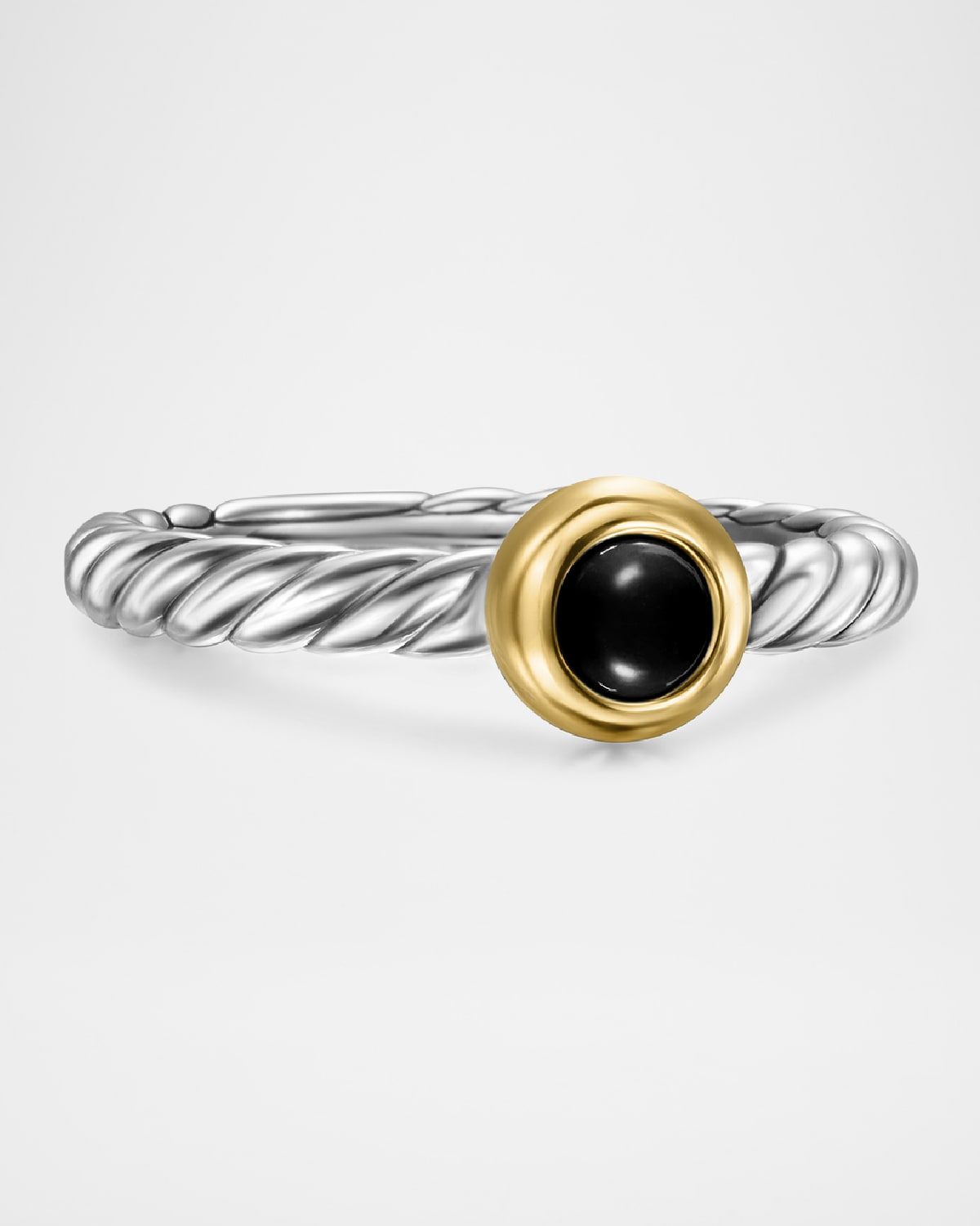 Cable Flex Ring with Gemstone in Silver and 14K Gold