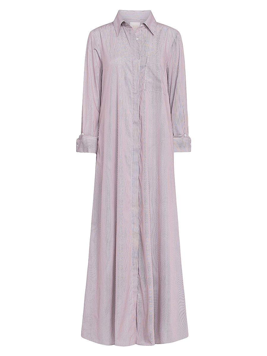 Women's Jenny's Striped Gown - White Chocolate - Size Medium