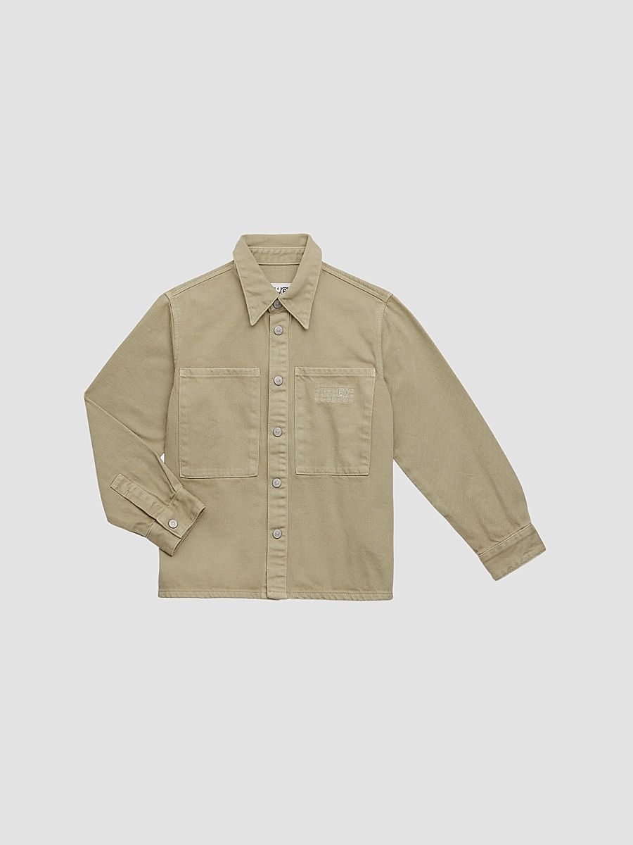 Little Kid's & Kid's Camicia Cotton Twill Shirt - Olive Grey - Size 8