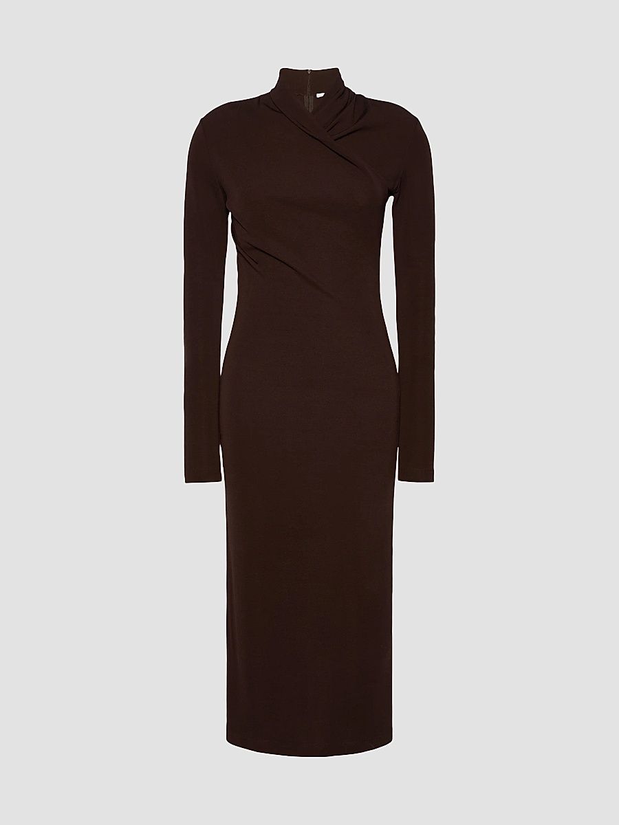 Women's Slim Fluid Jersey Dress - Dark Brown - Size 14