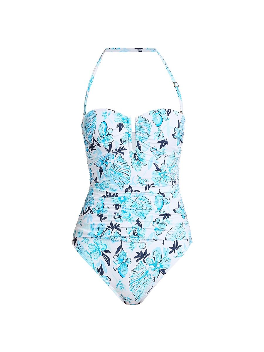 Women's Farlee Resort Seashell Splendor One-Piece Swimsuit - White Multi - Size 14