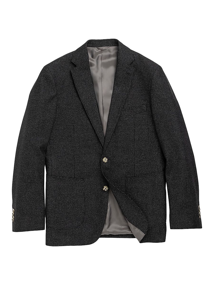 Men's Thorton Wool-Cotton Single-Breasted Blazer - Charcoal - Size Large