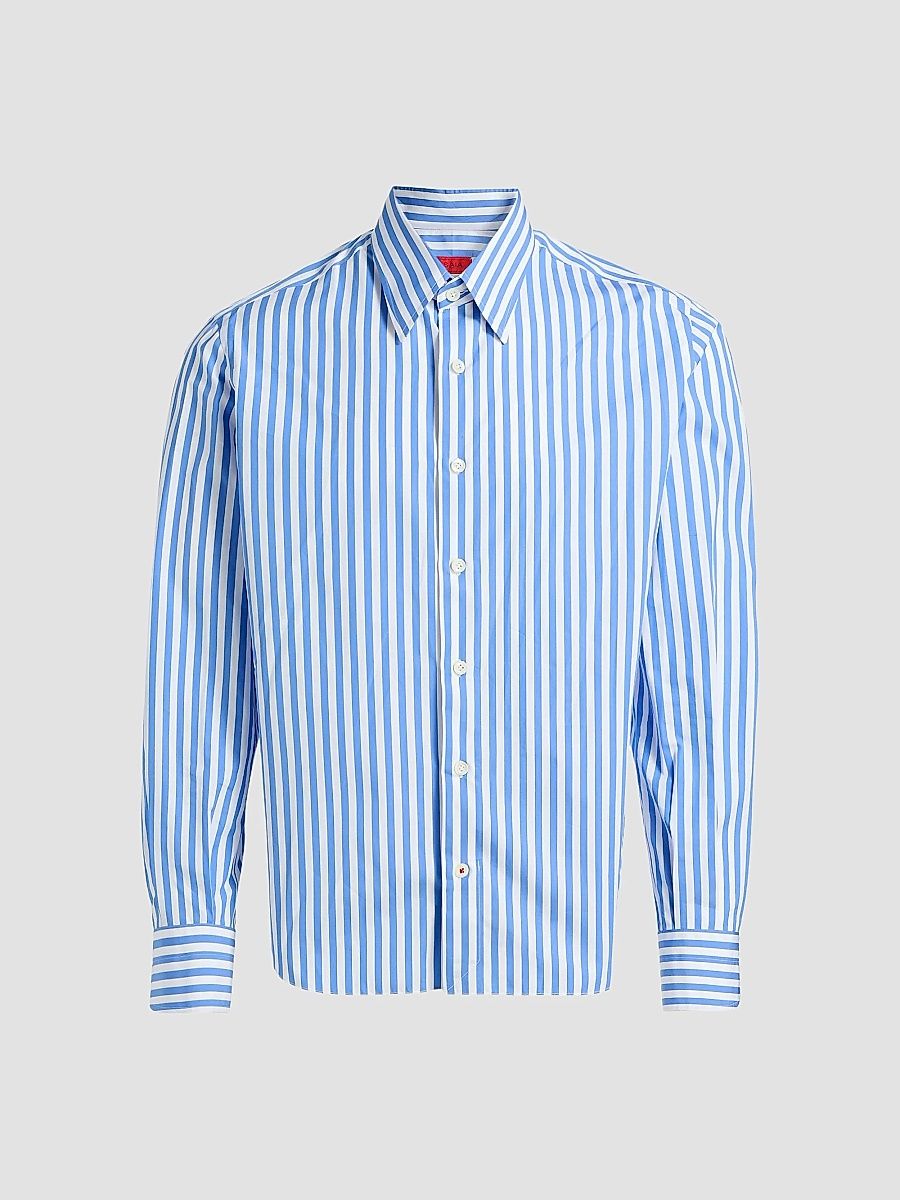 Men's Bengal Stripe Cotton Shirt - White Light - Size 39