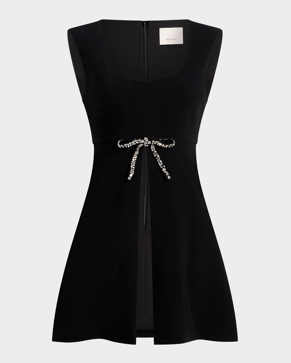 Jo Crystal Bow Crepe Mini Dress