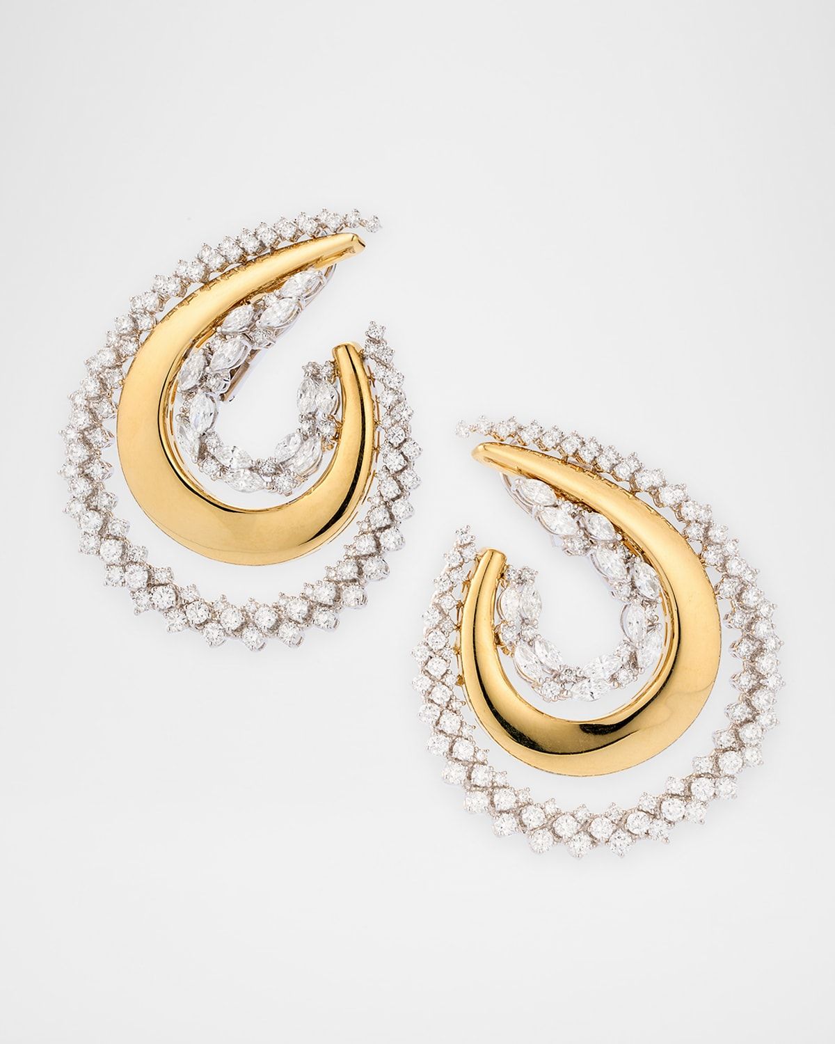 18K Yellow and White Gold Golden Strada Drop Earrings with Diamonds