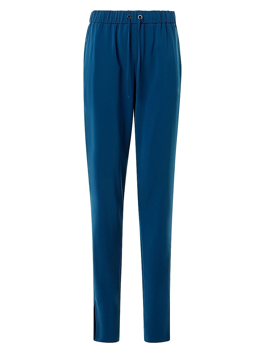 Women's Mike Laser-Cut Crêpe Drawstring Pants - Dark Blue Lemon - Size 16