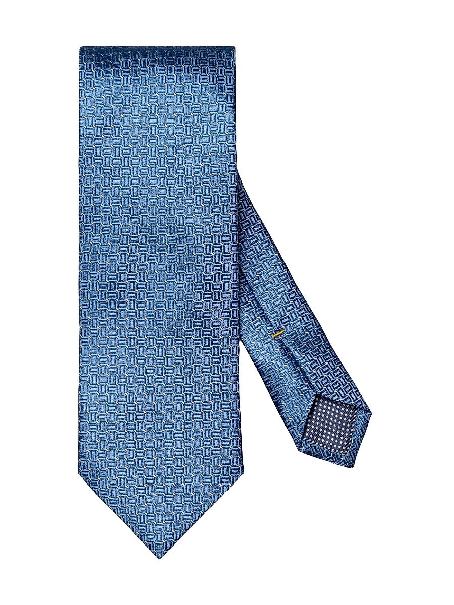 Men's Micro Geometric Silk Tie - Blue