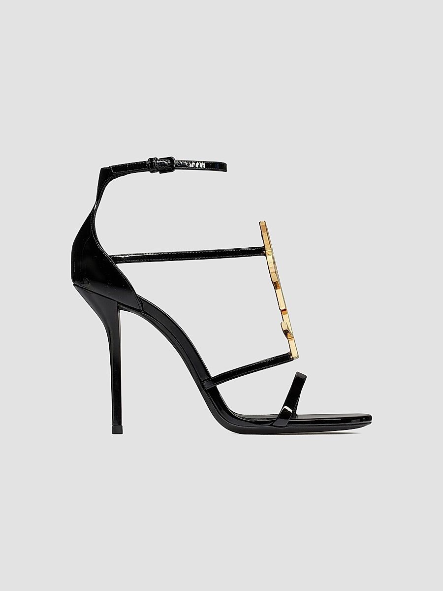 Saint Laurent Women's Cassandra Leather Sandals - Nero - Size 10.5