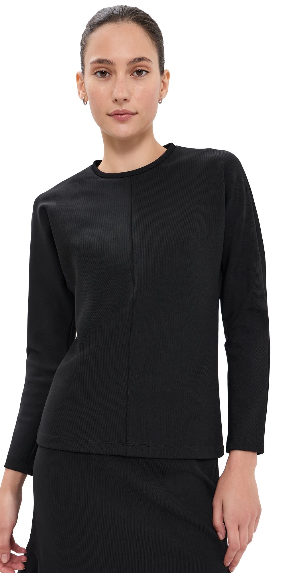 Tibi Luxe Crepe Knit Dolman Top Black XL