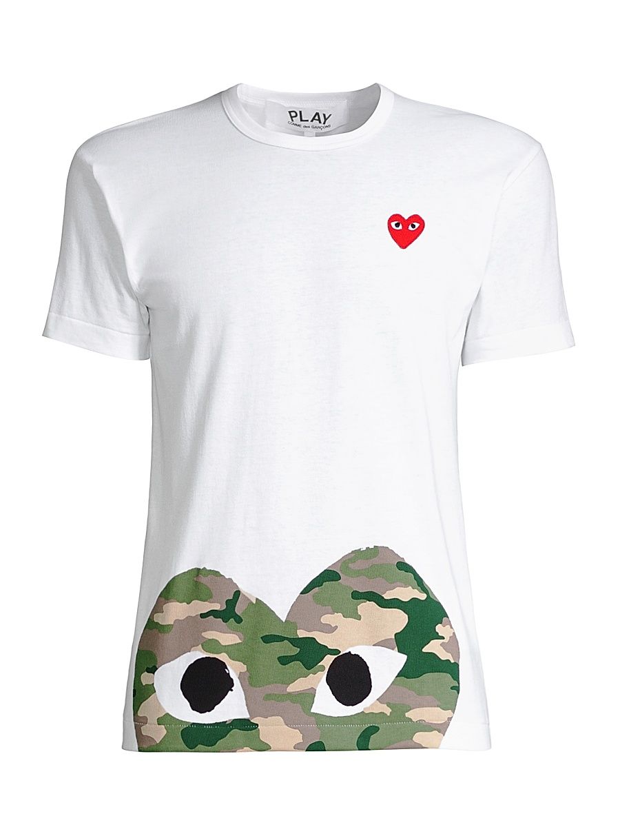 Women's Camo Heart Play T-Shirt - White - Size XS