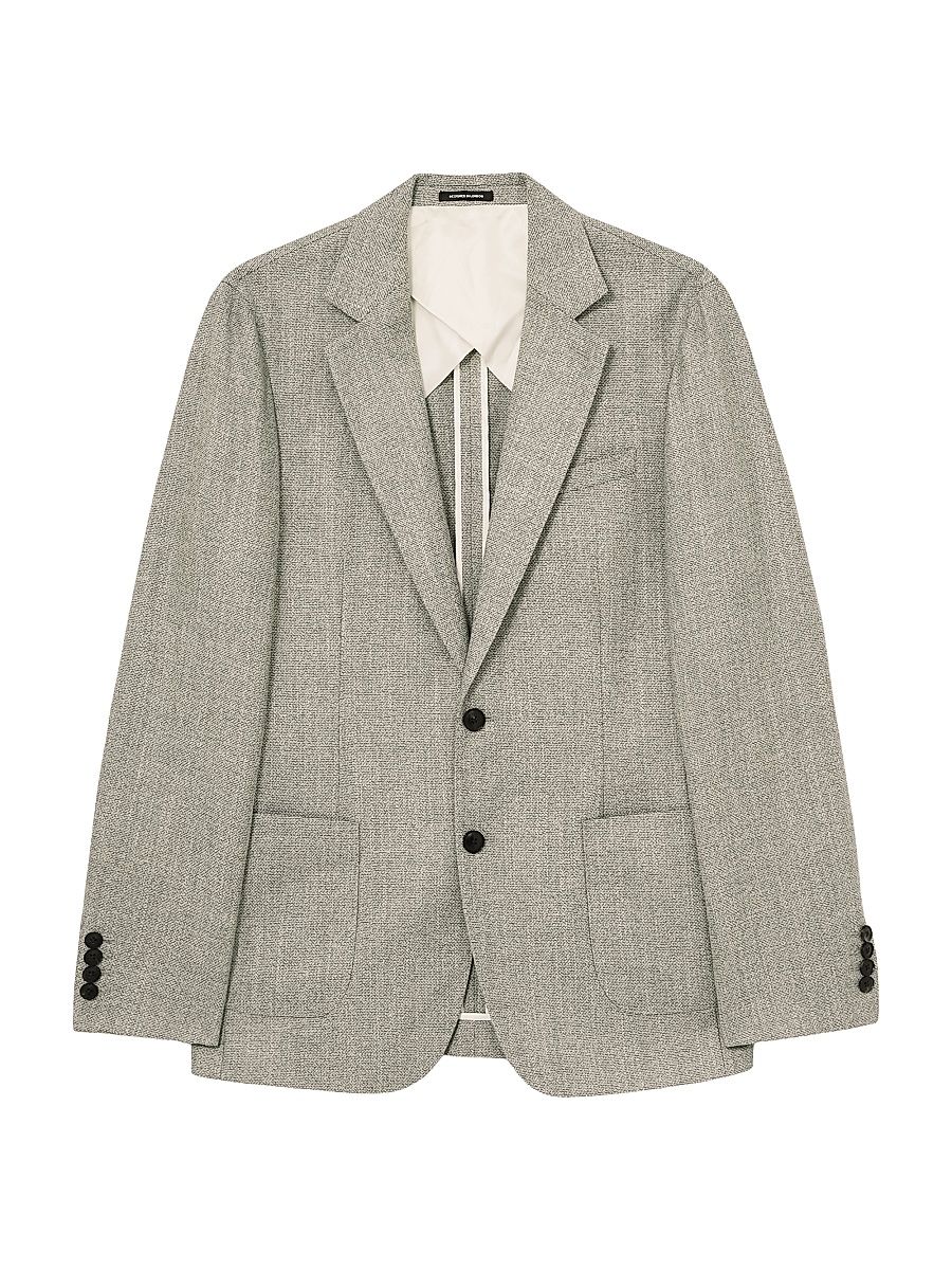 Men's Textured Wool-Blend Single-Breasted Blazer - Sage Green - Size 44
