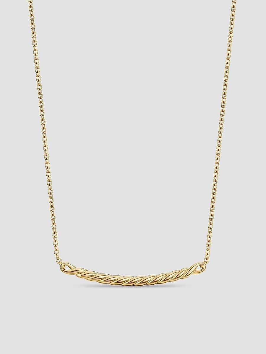 David Yurman Women's Sculpted Cable Bar Necklace in 18K Yellow Gold, 2.7MM - Gold - Size 16