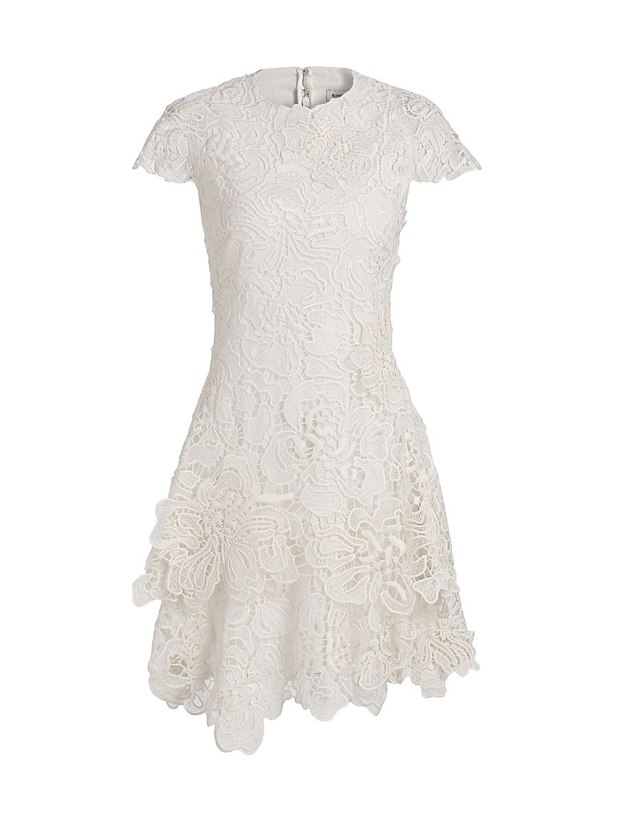 Women's Novelle Floral Lace Minidress - White - Size XS