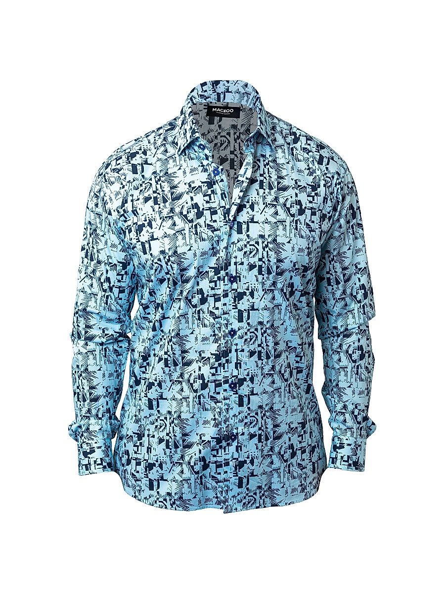 Men's Fibonacci Polynesian Shirt - Blue - Size XXXXL
