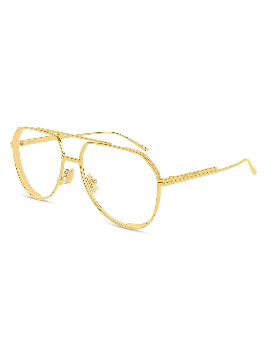 Women's Light Ribbon 60MM Pilot Sunglasses - Gold Clear