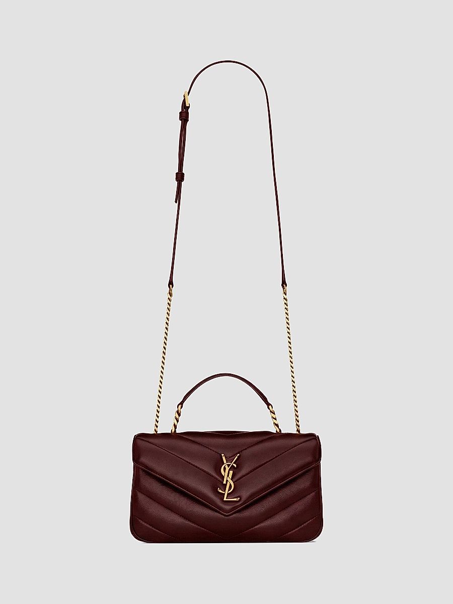 Saint Laurent Women's Loulou Top Handle Bag in Lambskin - Rouge Cabernet
