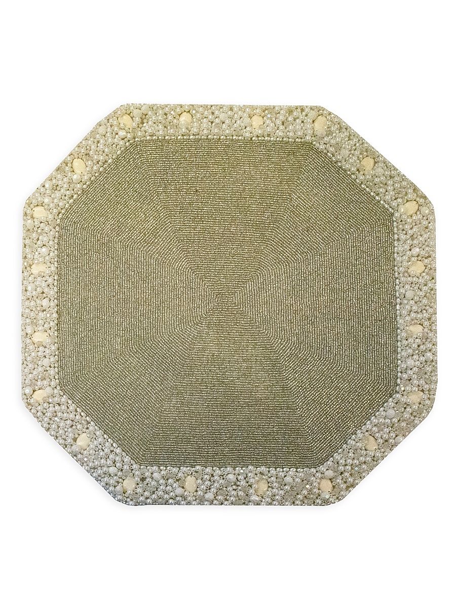 Hand-Beaded Octagon Placemat - Silver