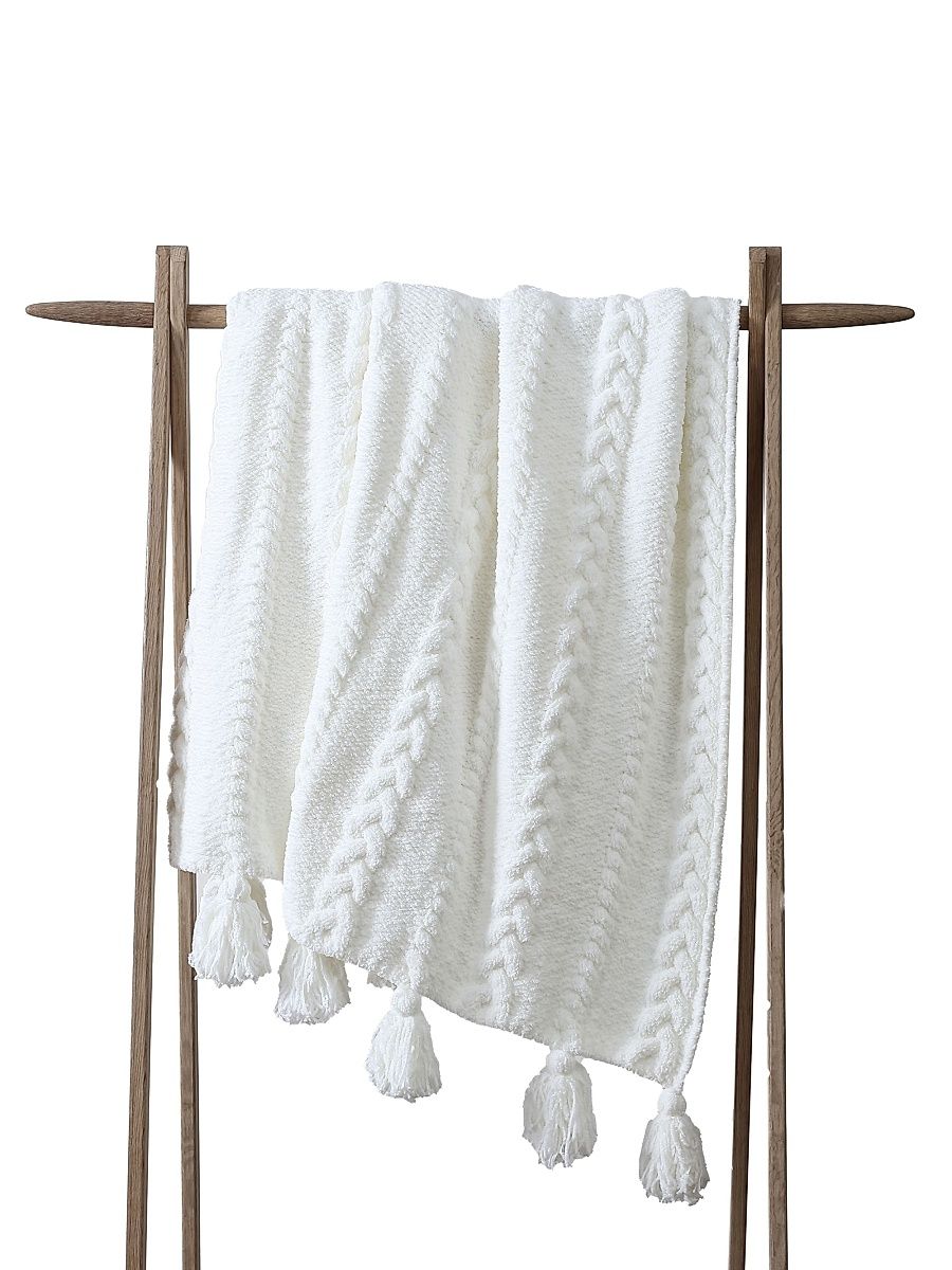 Braided Pom Pom Throw - Sahara Tan