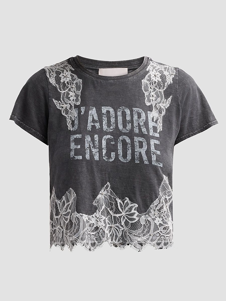 Women's Jadore Encore T-Shirt - Washed Black Ivory - Size XXS