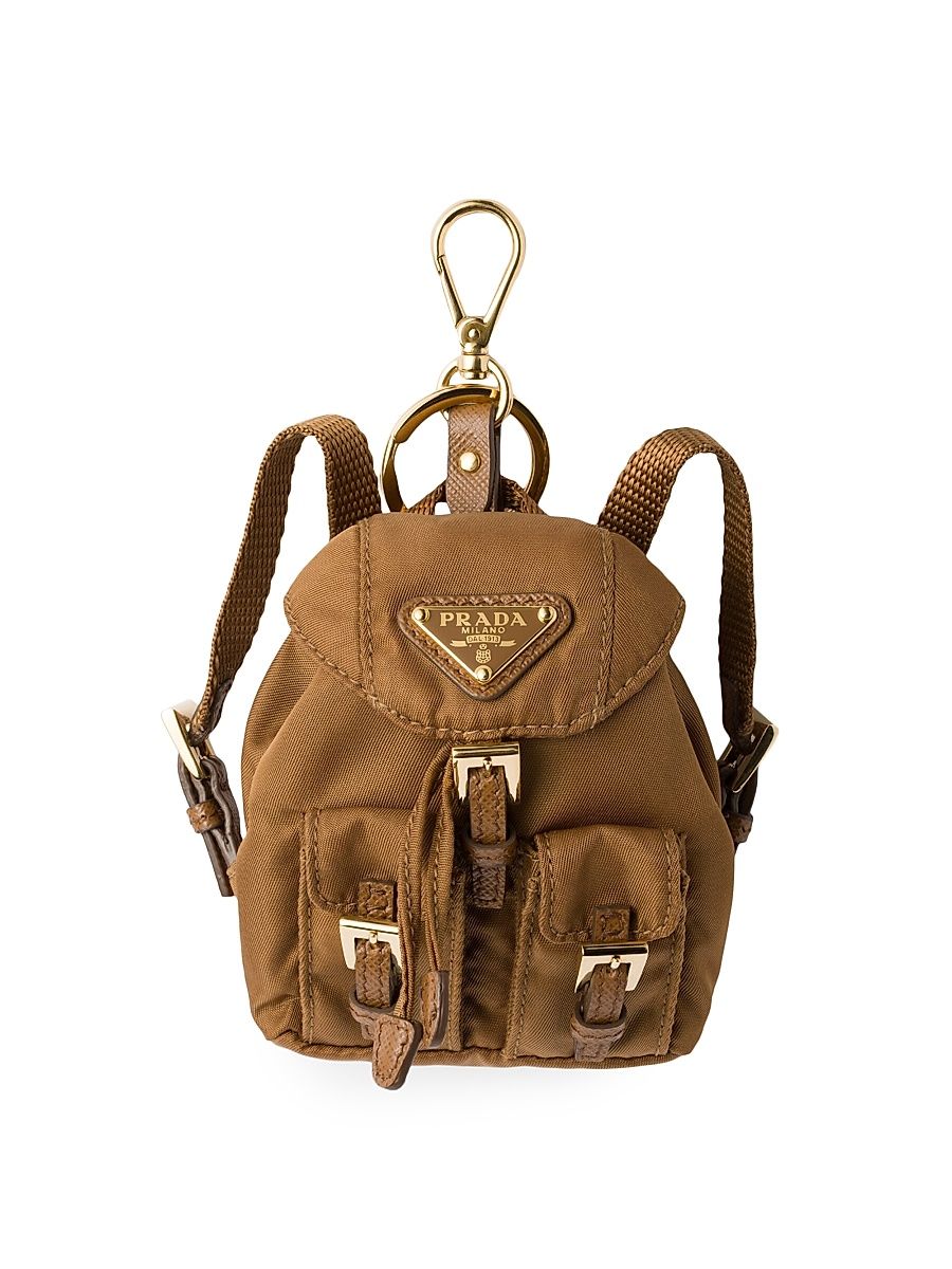 Women's Mini Icon Re-Nylon Bag Charm - Brown