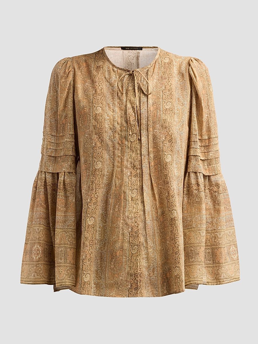 Women's Joey Paisley Cotton-Silk Blouse - Ecru Multi - Size XL