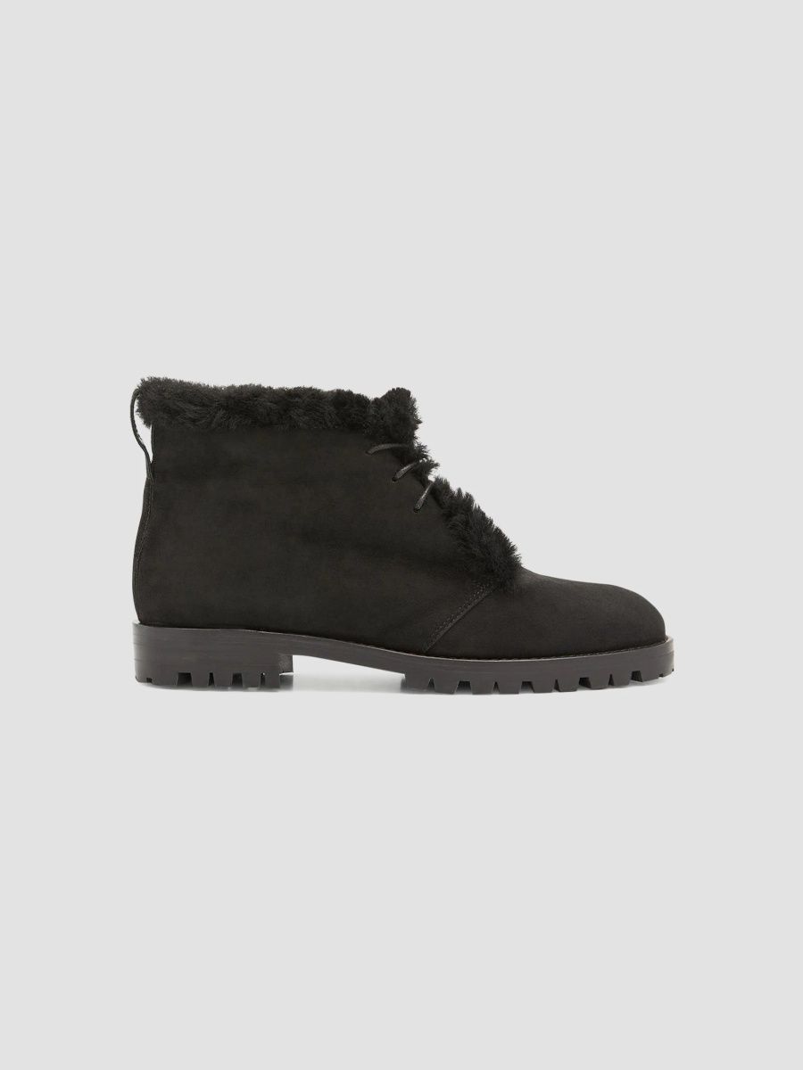 Manolo Blahnik Women's Mircus Suede & Shearling Ankle Boots - Black - Size 11.5