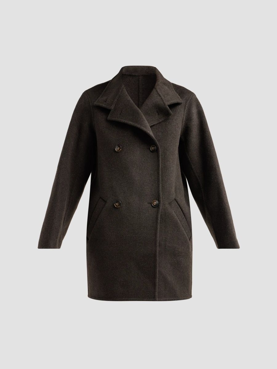 Loulou de Saison Women's Olmo Wool-Cashmere Drape Short Coat - Brown Melange - Size 2