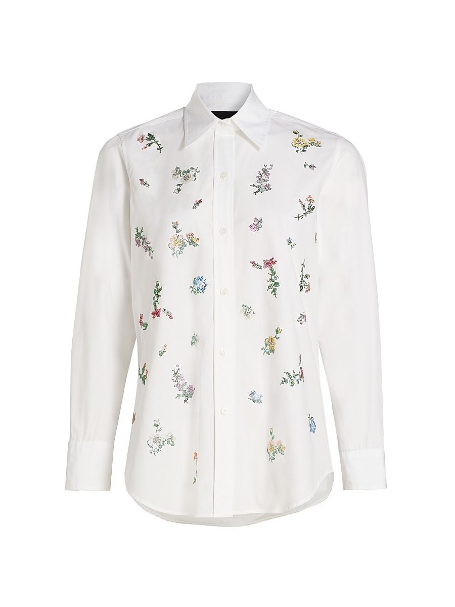 Women's Joy And Mirth New Classic Embellished Shirt - White - Size XL